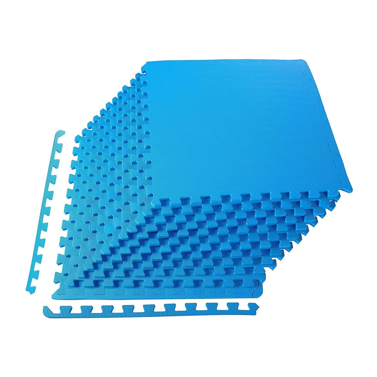 Elevon Puzzle Exercise Gym Flooring Mat, 1/2" Thick EVA Interlocking Foam Tiles Workout Mat for Home Gym, Fitness Equipment, MMA, Gymnastics, 12 Tiles Shock-Absorbing Exercise Mat, Blue (48 Sq Ft)
