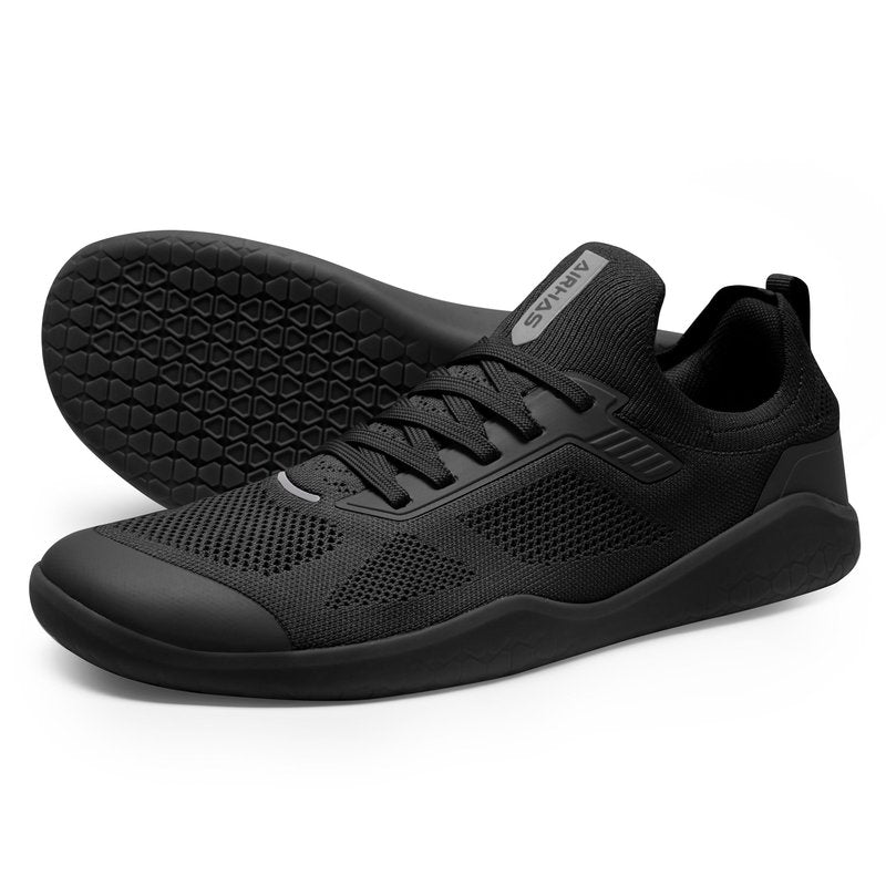 AIRHAS Men's Barefoot Shoes Zero Drop Anatomical Toe Box Minimalist Sneakers for Gym Workout Walking (Black,11)