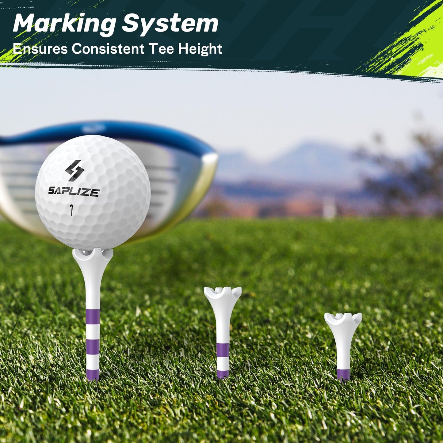 SAPLIZE Upgraded 4-Prong Plastic Golf Tees, Pack of 200 (1-1/2", 2-3/4'', 3-1/4''), Unique Golf Gifts for Golfers, Mixed Color