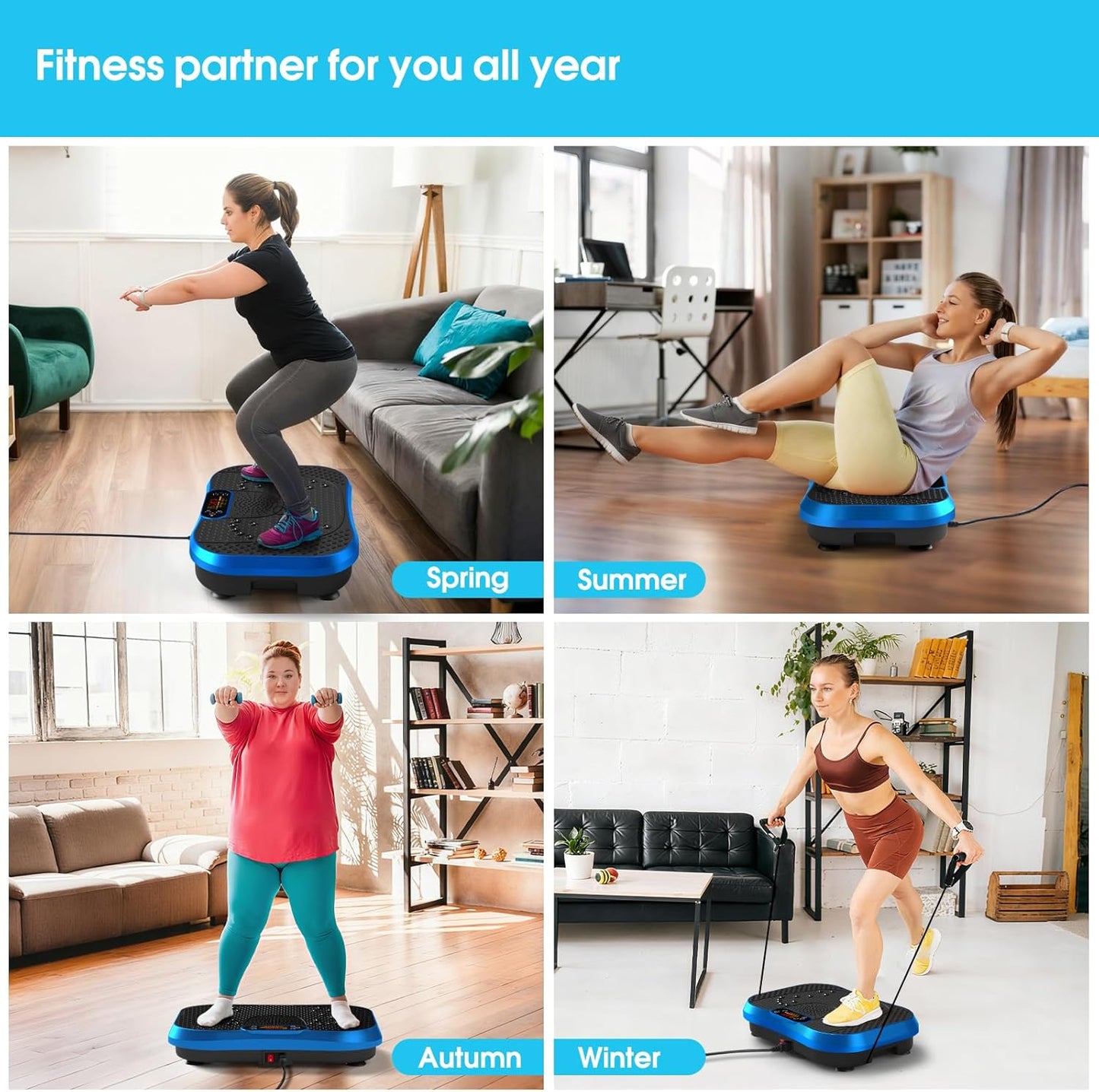 Waver Vibration Plate Exercise Machine - Lymphatic Drainage & Weight Loss | 120 Speed Levels, Full-Body Workout with Resistance Bands
