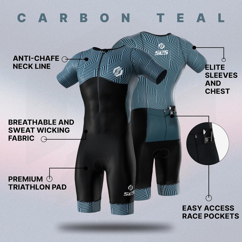 Men's Aerodynamic Triathlon Suit - Lightweight Sleeved Trisuit with Premium FX Fabrics | 2 Pockets