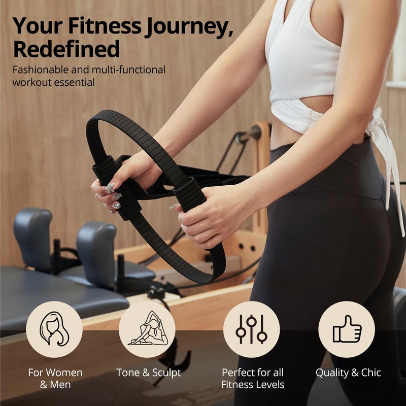 Build & Fitness Pilates Ring – 13.5 inch Magic Circle for Toning Thighs, Core, and Arms – Lightweight, Durable Silicone & Fiberglass Construction for Modern Home, Studio & Travel Workouts