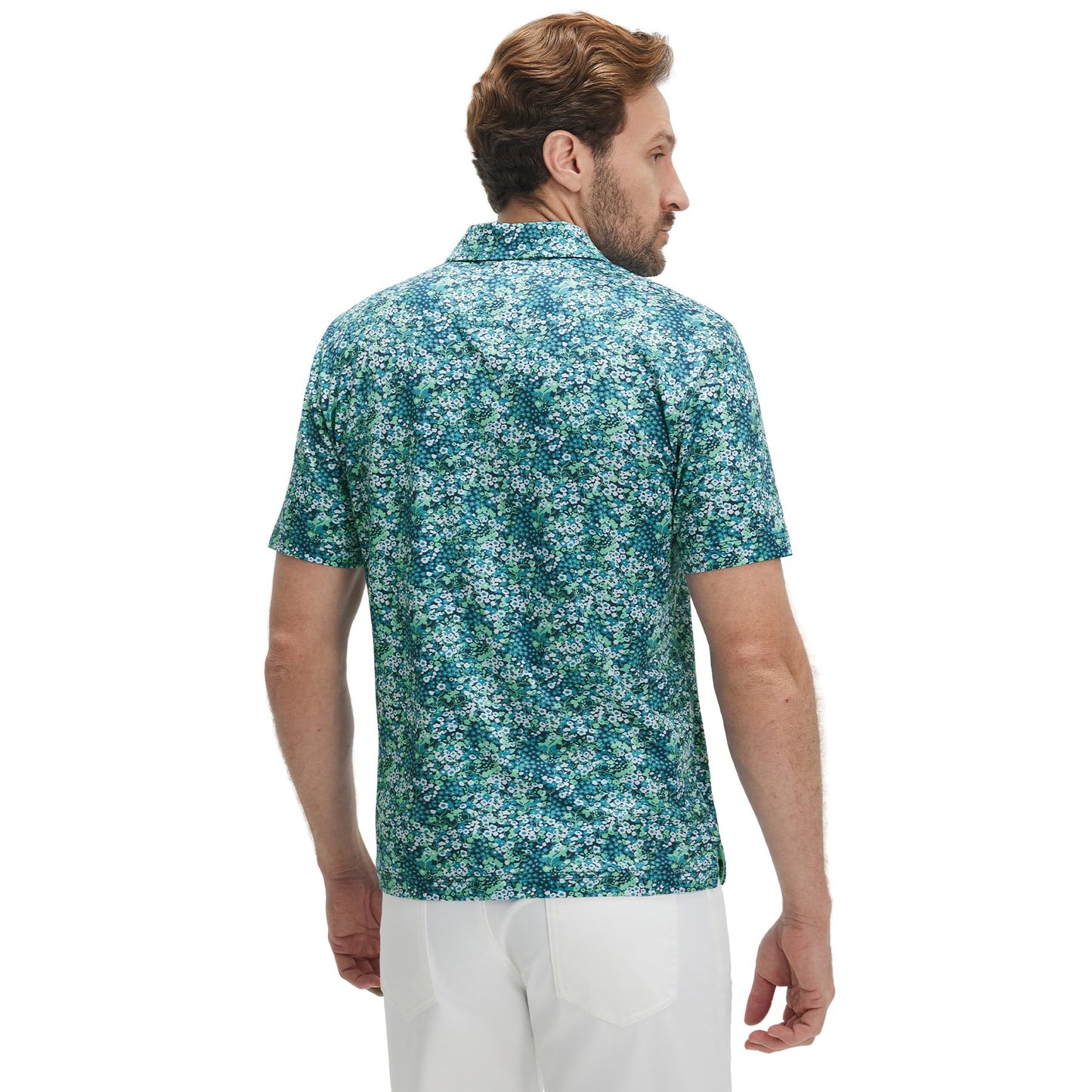 M MAELREG Mens Golf Shirt Short Sleeve Dry Fit Print Moisture Wicking Performance Patterns Collared Polo Shirt