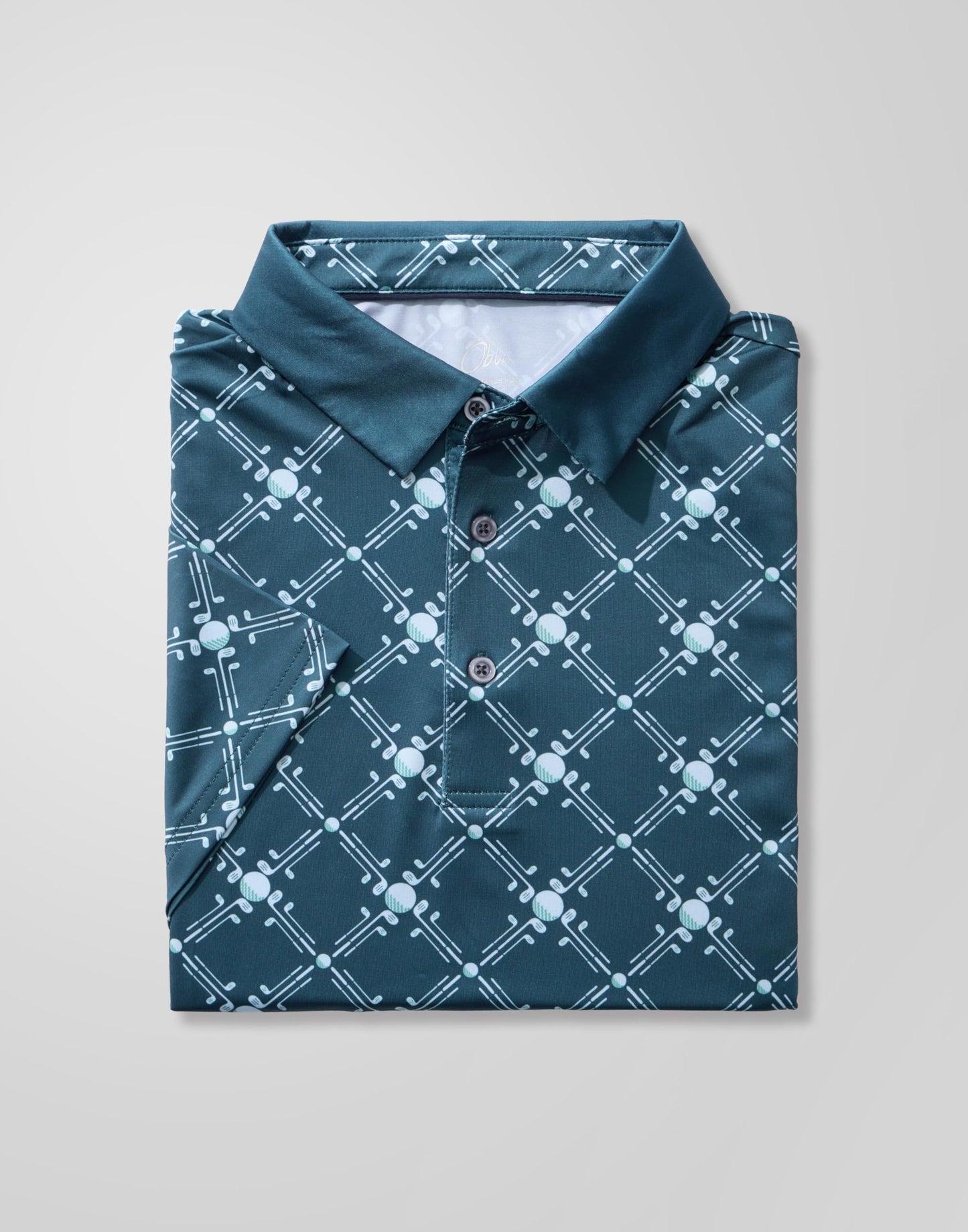 Obla Mens Golf Polo Shirts Short Sleeve Dry Fit Performance Moisture Wicking Casual Print Collared Golf Shirts for Men(Golf Checker Board_XXL)