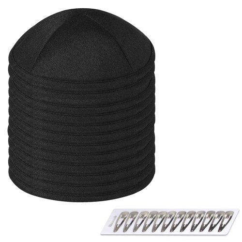 Zion Judaica Black Synagogue Kippah Deluxe Linen Rosh Hashunah Prayer Yamukah Temple Kippot Hat Bar Mitzvah Yamakas Chupah Kipa Jewish Wedding Skullcaps Bris Yom Kippor High Holidays Yarmulke 12, BK