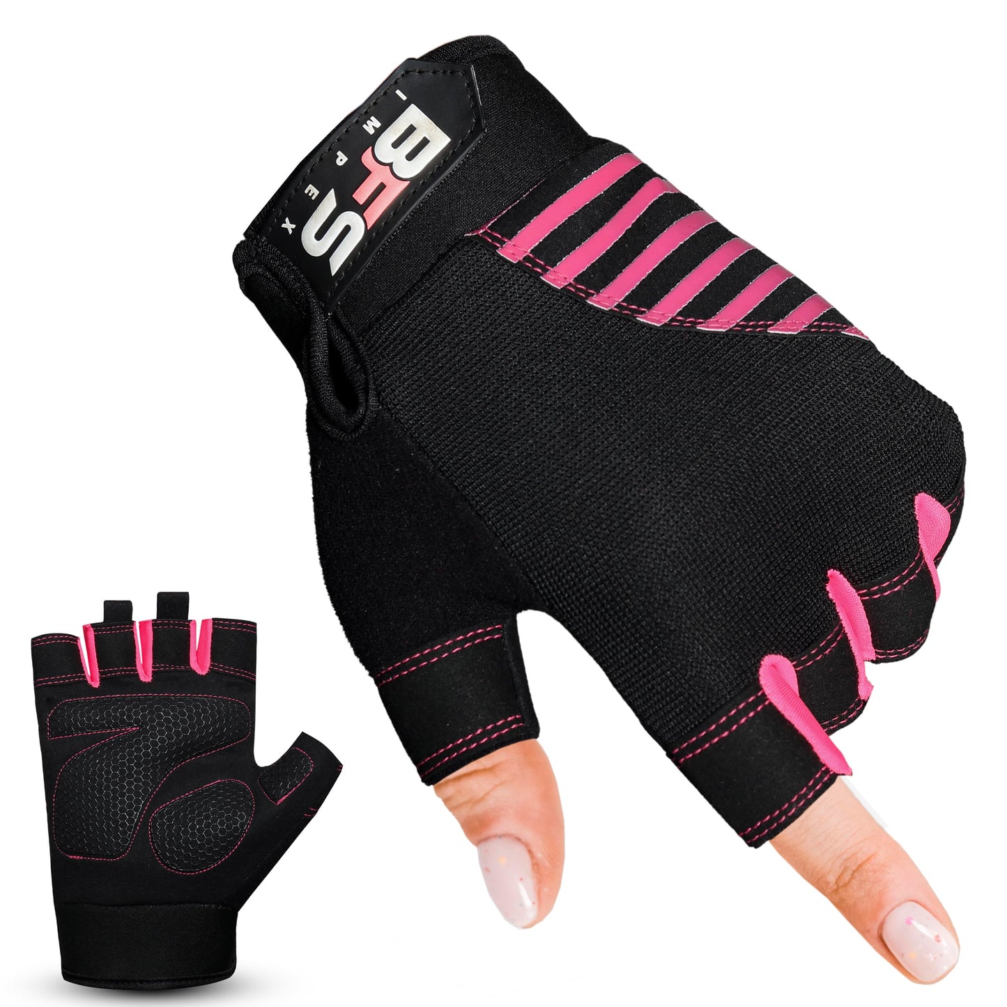 BFS IMPEX Gym Gloves for Weight Lifting,Workout Gloves with Full Palm Protection–Breathable Fitness Glove for Men & Women,Powerlifting,Crossfit,Pull Ups,Cycling,Gym Training (Pink, S)