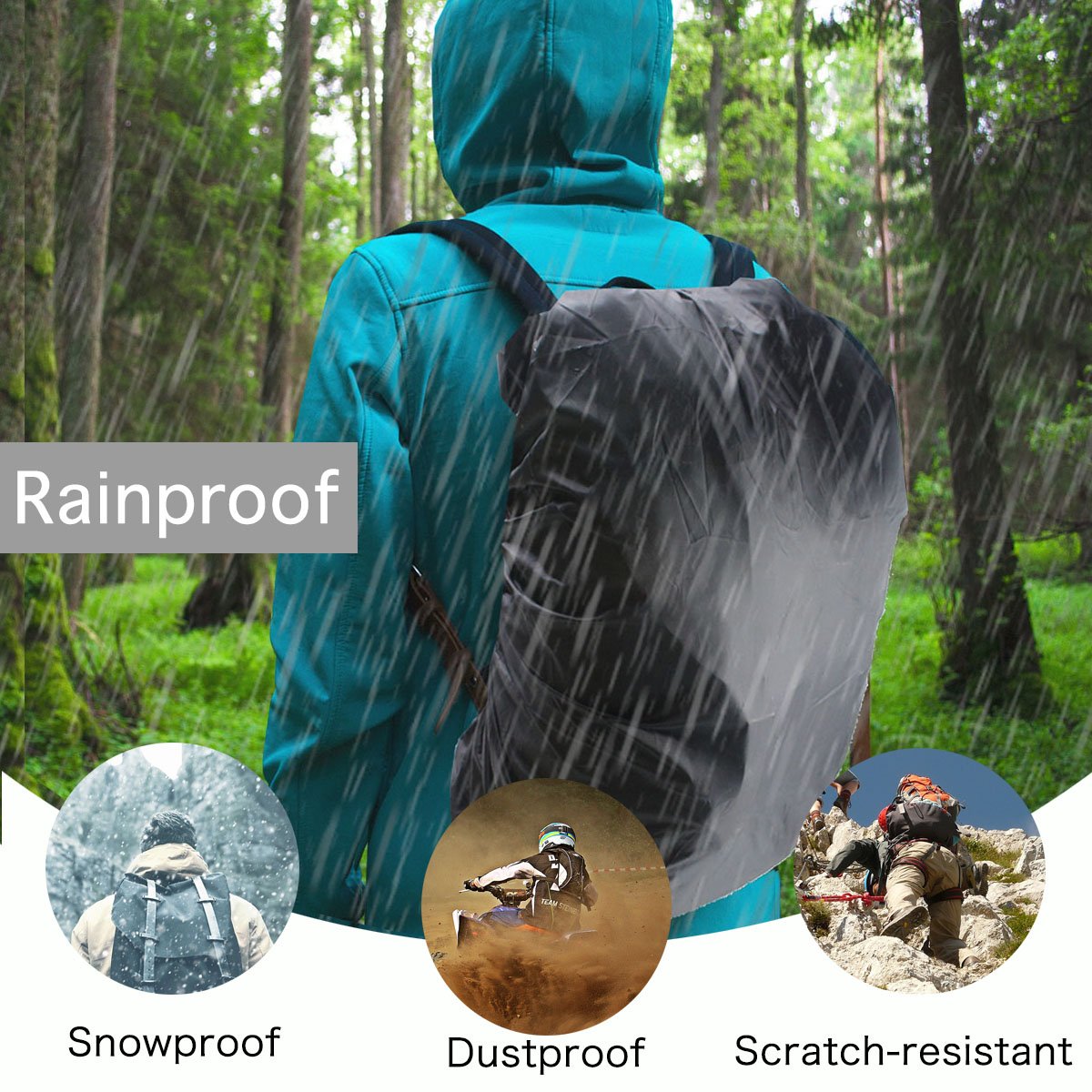 Frelaxy Waterproof Backpack Rain Cover, Upgraded Triple Waterproofing, Antislip Cross Buckle Strap, Ultralight Compact Portable, for Hiking, Camping, Biking, Outdoor, Traveling