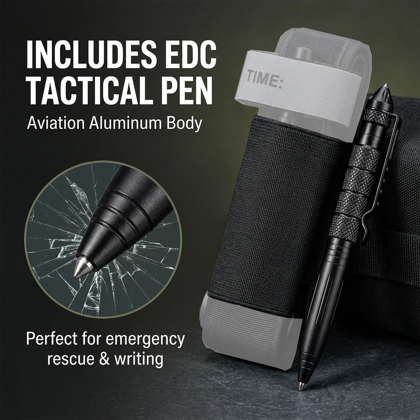 BESWON Tactical Tourniquet Holder with Pen, Elastic Tourniquet Holder TQ Holder with Hook & Loop Tourniquet Holster for Duty Vest Chest Rig Tactical Belt