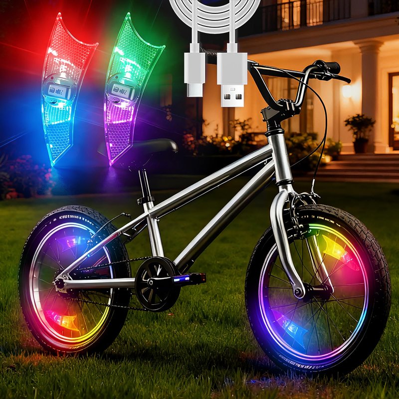 Bike Wheel Lights Rechargeable 2pack,Bike Lights for Wheels,Bike Spoke Light Weatherproof, Bicycle Wheel Lights Kids Adults,Motion Sensor (Color Morphing)
