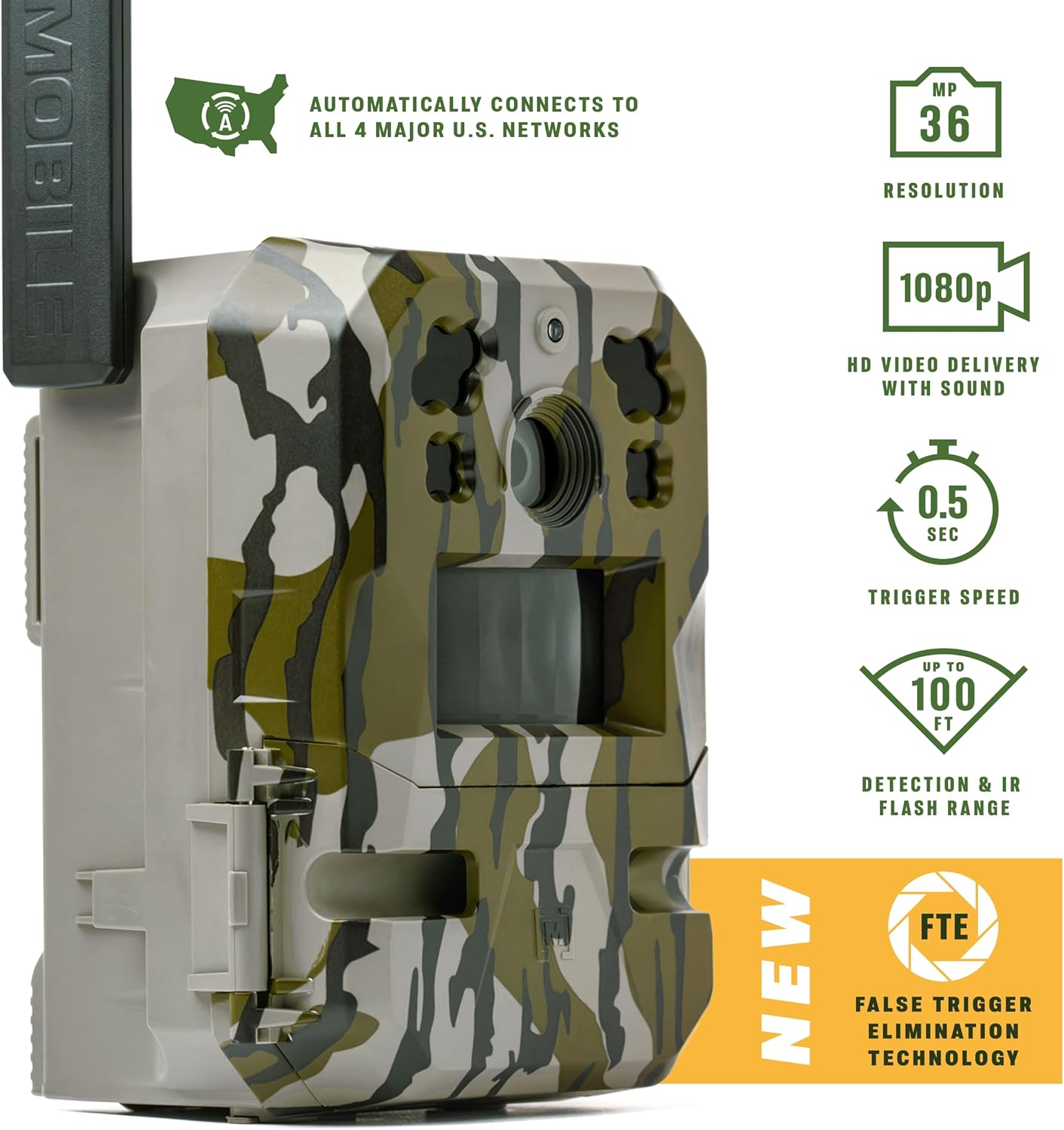 Moultrie Edge Pro Cellular Trail Camera - 1080p HD Video, Auto Connect, 100ft Detection Range | Nationwide Coverage, False Trigger Tech