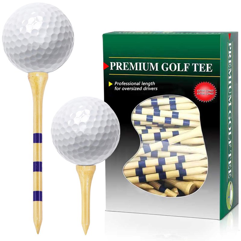 Foinco 150 PCS Wooden Golf Tees Set, Natural Wooden with Black Band, 150 Count (120 Long 3.25 Inch and 30 Short 1.5 Inch), Durable and Stable
