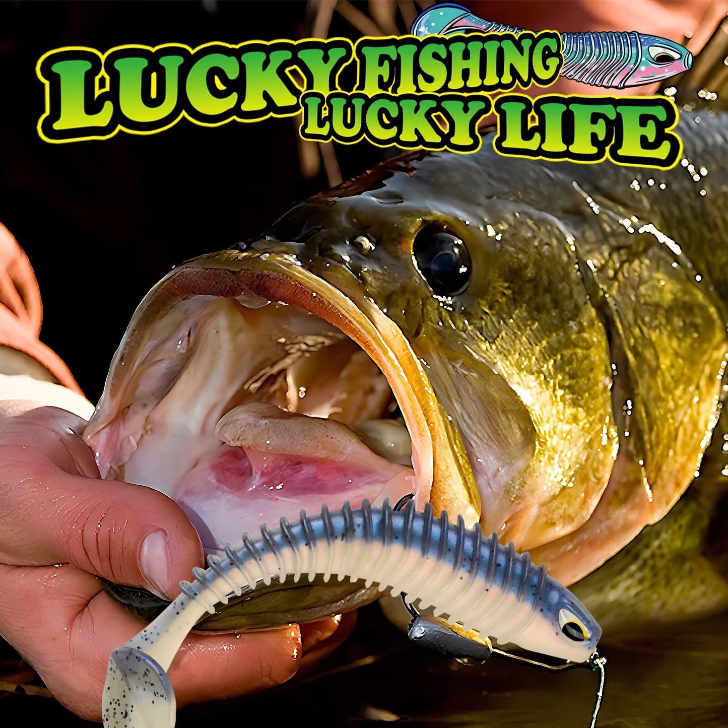 LUCKYFISHING Paddle Tail Swimbaits 10 PCS Fishing Lures Soft Plastic Lures for Trout Crappie Walleye Soft Baits for Bass Fishing Freshwater Saltwater 4.1 Inch