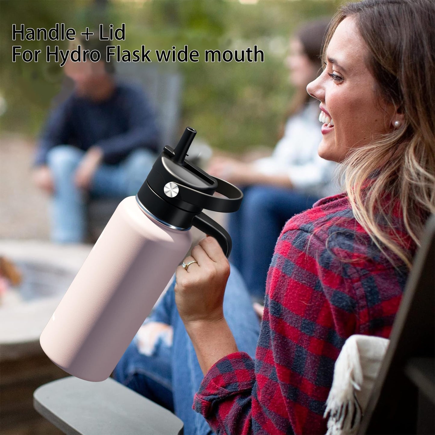 Replacement Lid for Hydroflask Wide Mouth Water Bottle, Top Lids with Straw for Hydro Flask Accessories, Top Sport Bottle Handle Cap for Hydroflask 12 16 20 32 40 64 128 oz Wide Mouth