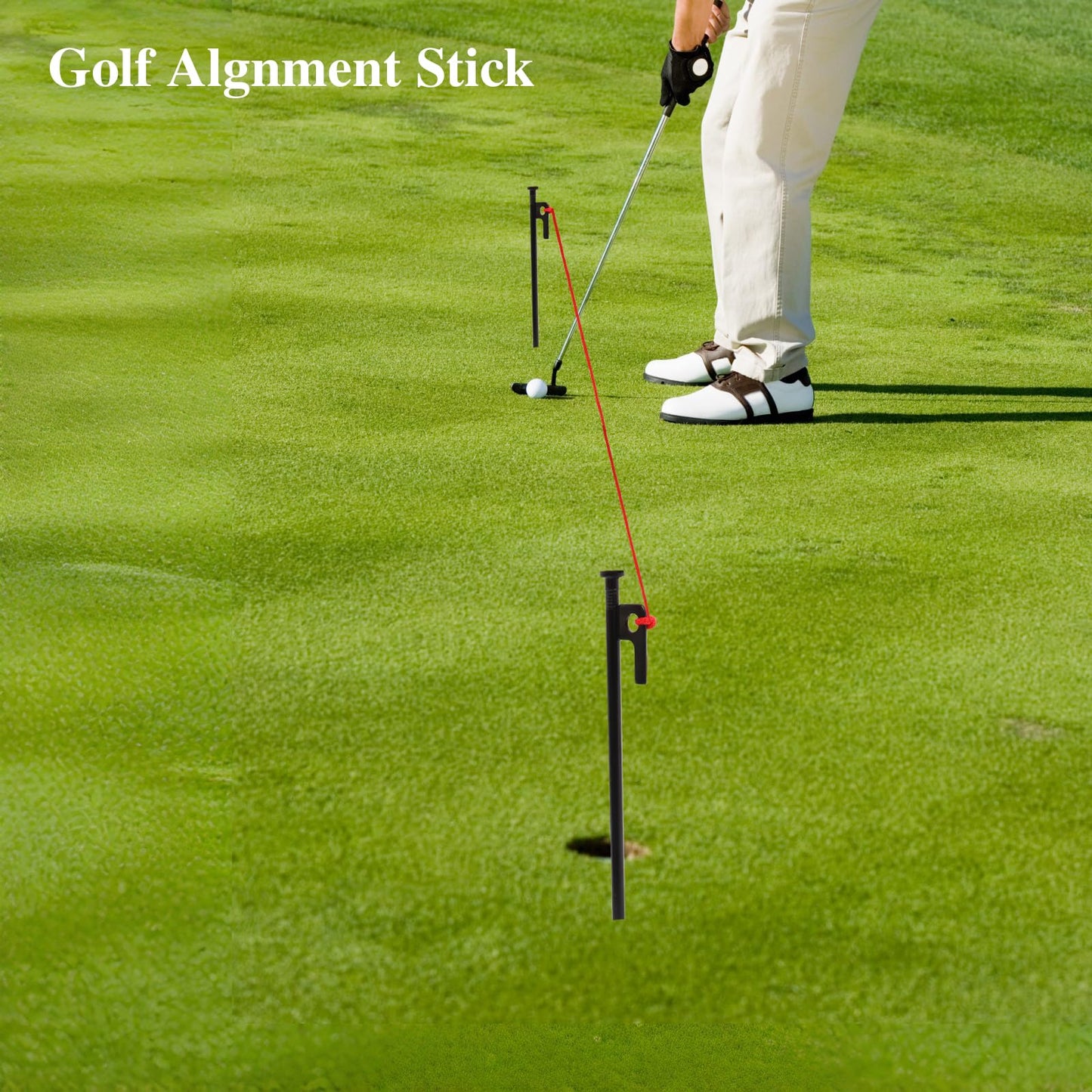 Golf Putting Training Aid, Putting String Line for Guide, Golf Putting Alignment Tool Accessory for Alignment and Practice (Red)