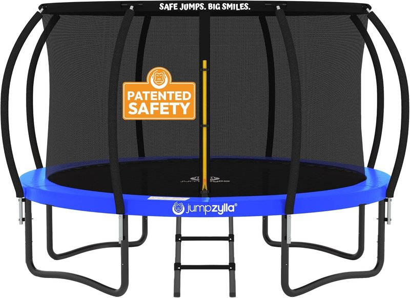 Outdoor Trampoline with Enclosure - 8FT to 16FT Sizes | Non-Slip Ladder & Anti-Rust Frame, ASTM Approved for Kids & Adults