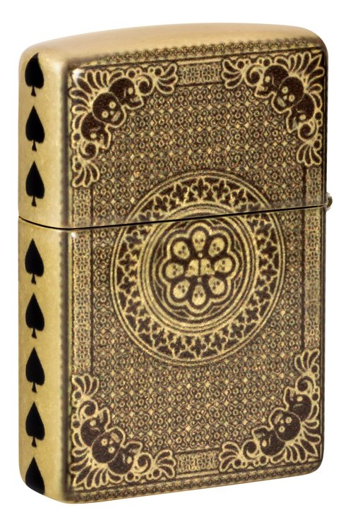 Zippo Ace of Skulls Design 540 Tumbled Brass Pocket Lighter