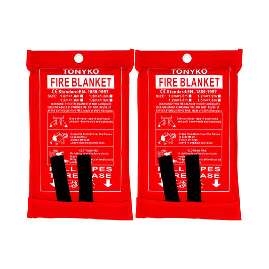 TONYKO Emergency Fire Blanket for Home and Kitchen -2Pack- Fire Suppression Blanket, Fiberglass Fireproof Blanket