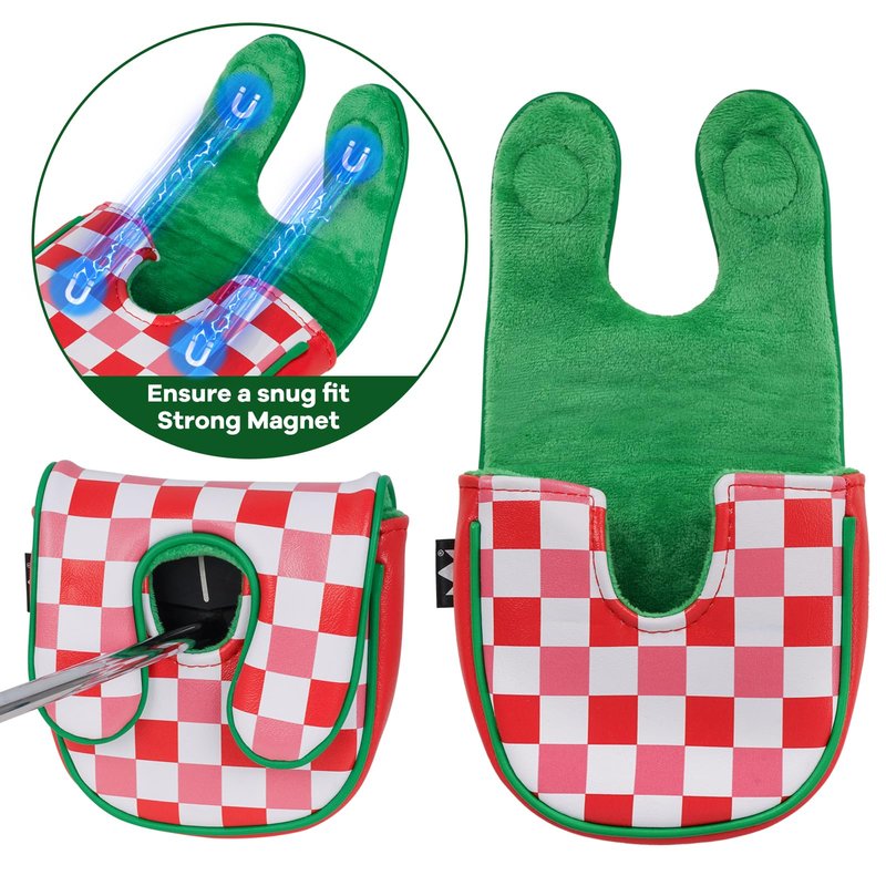 Craftsman Golf Club Cover DF2.1 Checked Putter Cover Center Shaft Putter Headcover Pizza Design Leather Golf Mallet Putter Cover