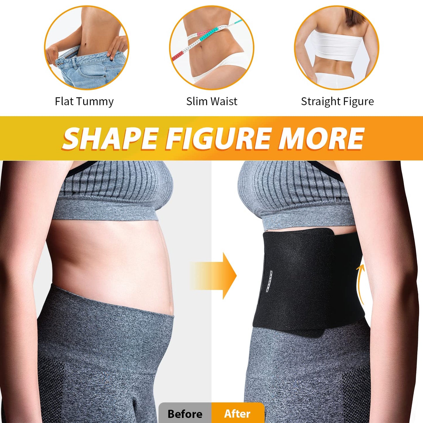 Ohuhu Waist Trimmer, Adjustable Neoprene Ab Trainer Belt for Men Black