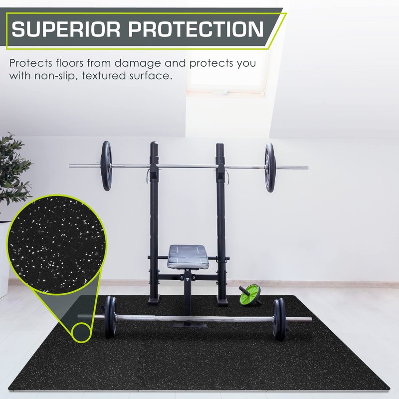 ProsourceFit Rubber Top Exercise Puzzle Mat ½-inch, EVA Foam, Protective Interlocking Tiles for Home Gym Equipment and Workouts; Grey, 24 SQ FT, 6 Tiles