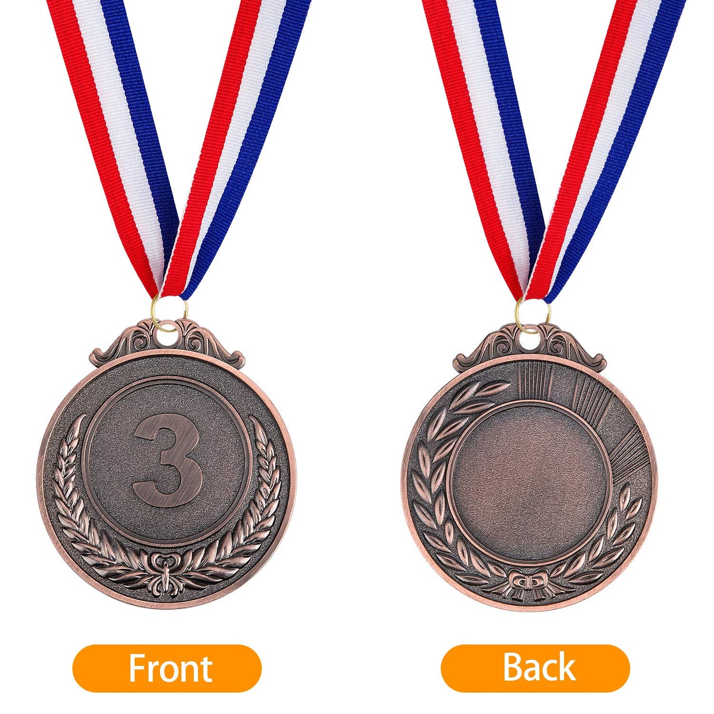 30 Pieces Award Medals 1st 2nd 3rd (Gold, Silver, Bronze) Metal Style Winner with Neck Ribbon, 2 Inches