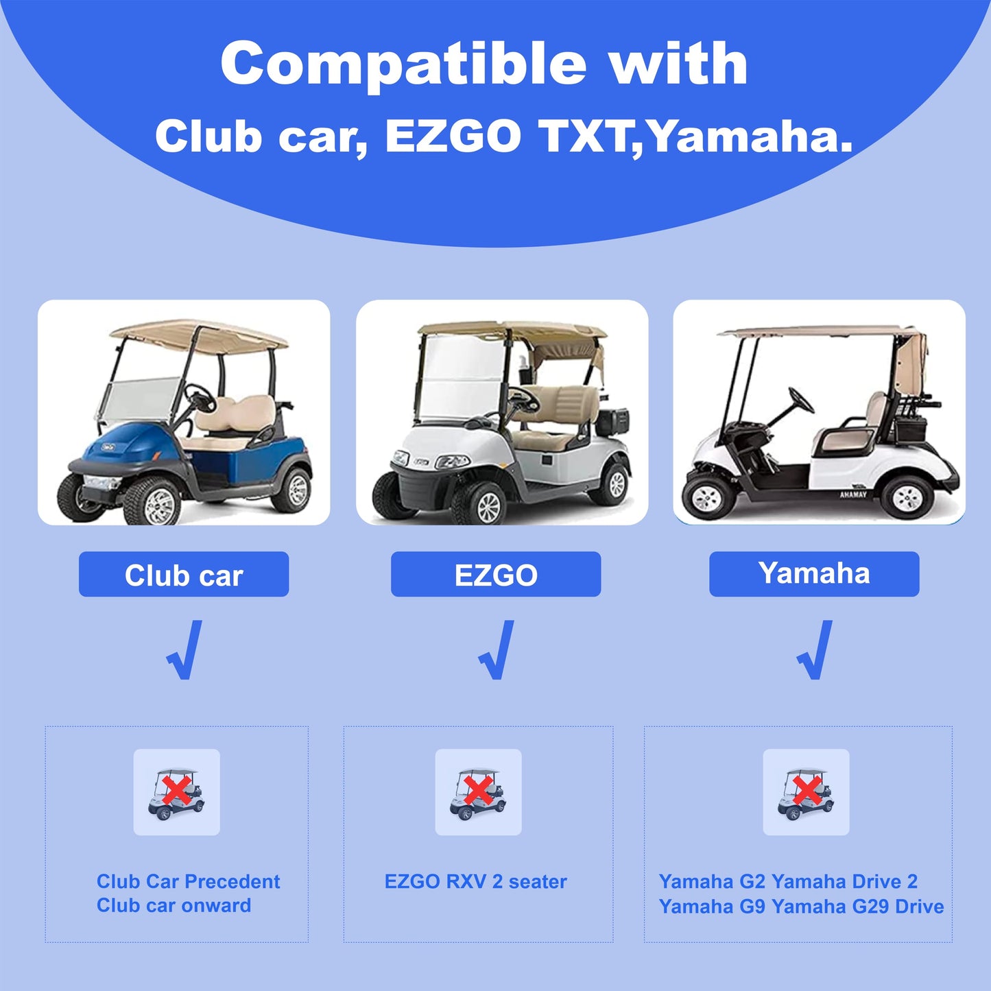 YOUXIFUN Universal Golf Cart Retractable 2 Passenger 42" Seat Belts with Bracket Kit for Yamaha Club Car DS Precedent EZGO TXT RXV