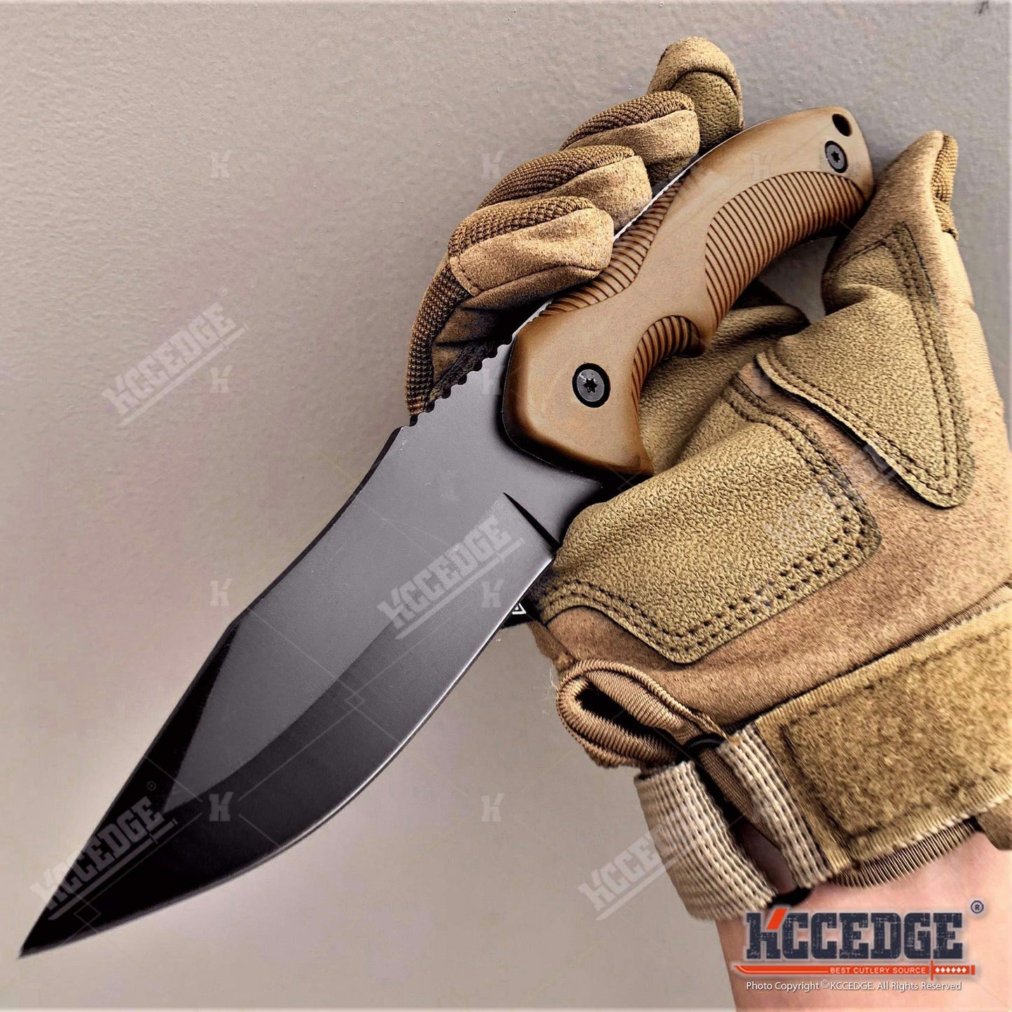 Tactical Knife Hunting Knife Survival Knife 9" Full Tang Fixed Blade Knives Camping Accessories Camping Gear Survival Kit Survival Gear And Equipment Tactical Gear 80213 (Coyote Brown)