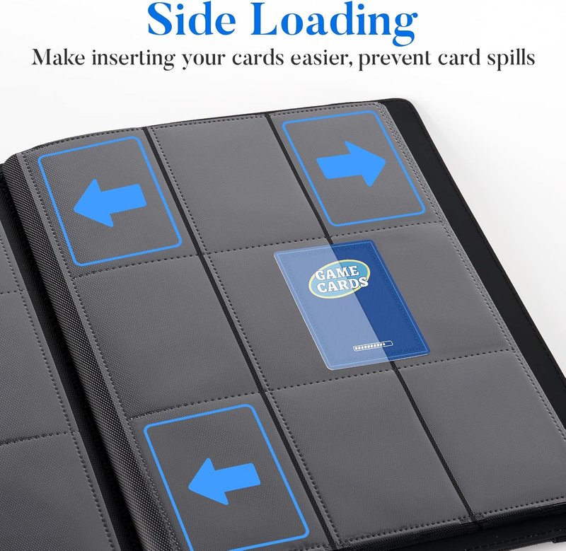 Premium 9 Pocket Card Binder - Sturdy PU Cover for 360 Cards | Sleek Black Trading Card Album
