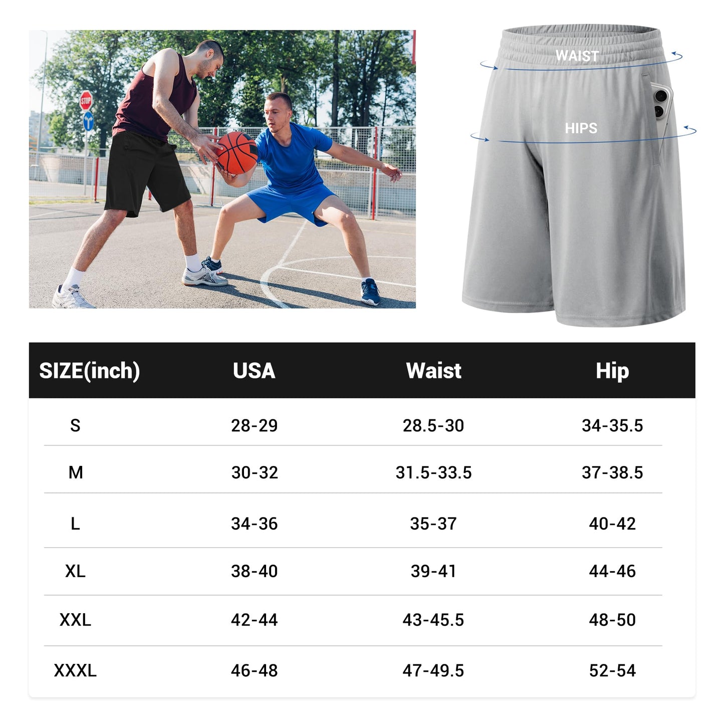 TVKSOM 7 Pack Mens Athletic Shorts with Pockets and Elastic Waistband Quick Dry Basketball Shorts Men for Running Casual