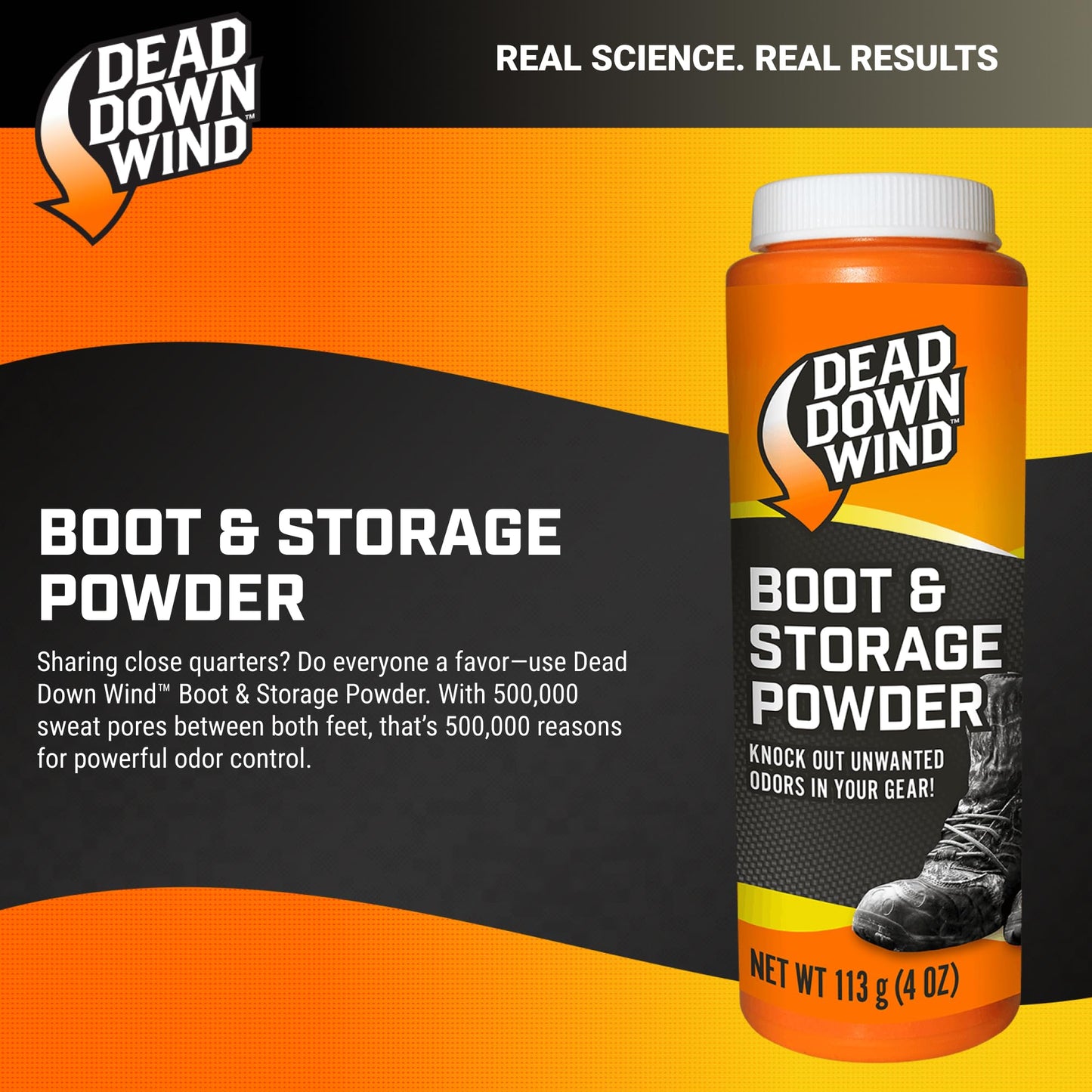Dead Down Wind Boot and Storage Powder | 4 Oz Bottle | Hunting Accessories | Helps With Odor for Hunting Boots, Gear, Storage Bags + Clothes | Scent Management Foot Powder