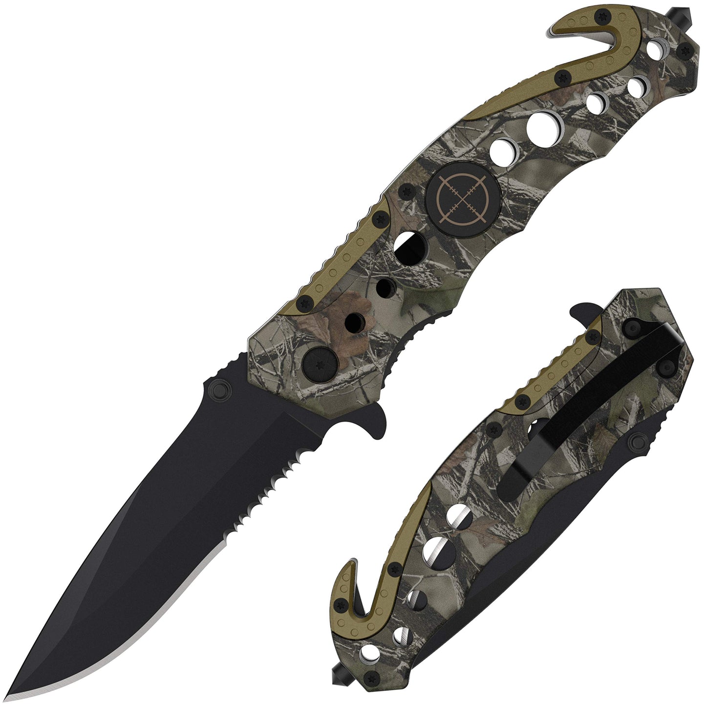 Swiss Safe 3-in-1 Tactical Knife for Military and First Responders - Hunting Camouflage