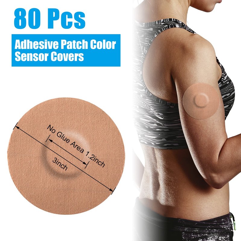 80 Pcs Adhesive Patch Sensor Covers, Cgm Continuous Glucose Monitor Protection Diabetic Supplies Freestyle Waterproof Sweatproof Adhesive Patch Protection Diabetic Supplies for Skin