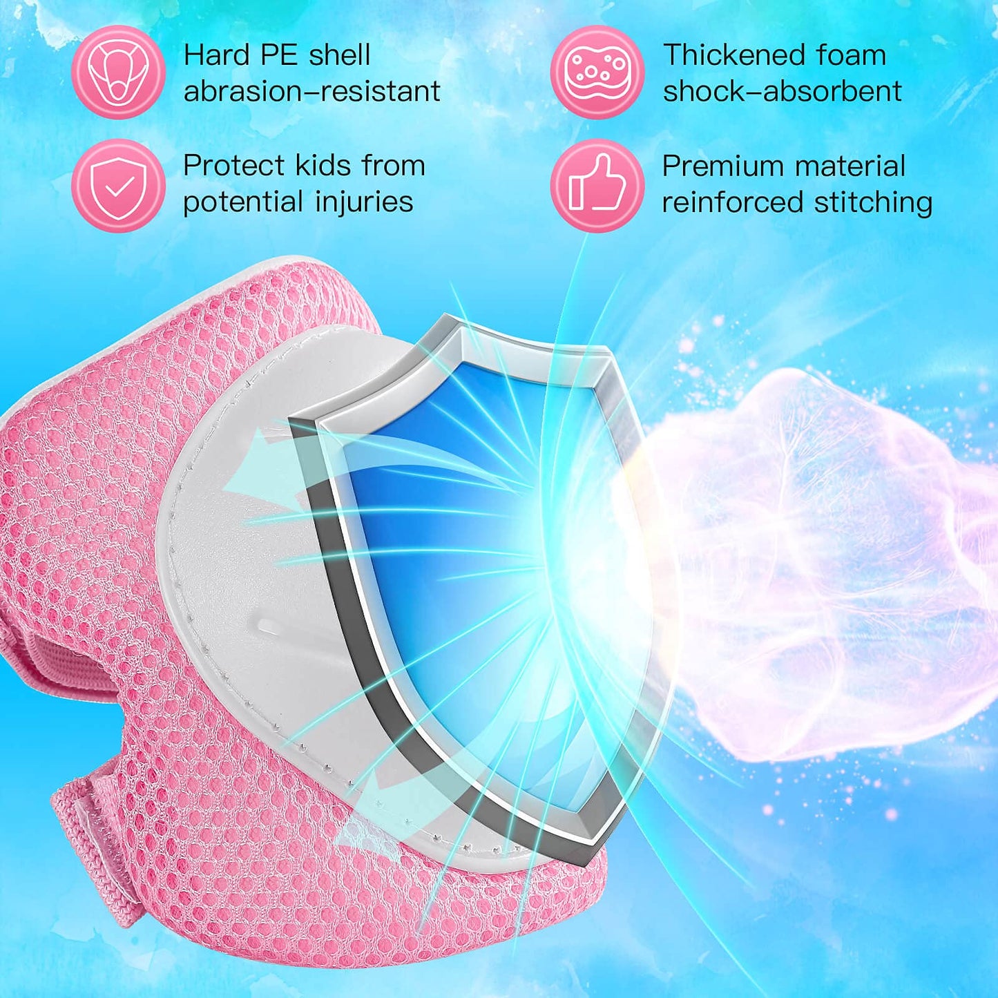 Kids Protective Gear Set Wemfg Knee Pads for Kids 7-13 Years Toddler Knee and Elbow Pads with Wrist Guards 3 in 1 for Skating Cycling Bike Rollerblading Scooter(Pink)