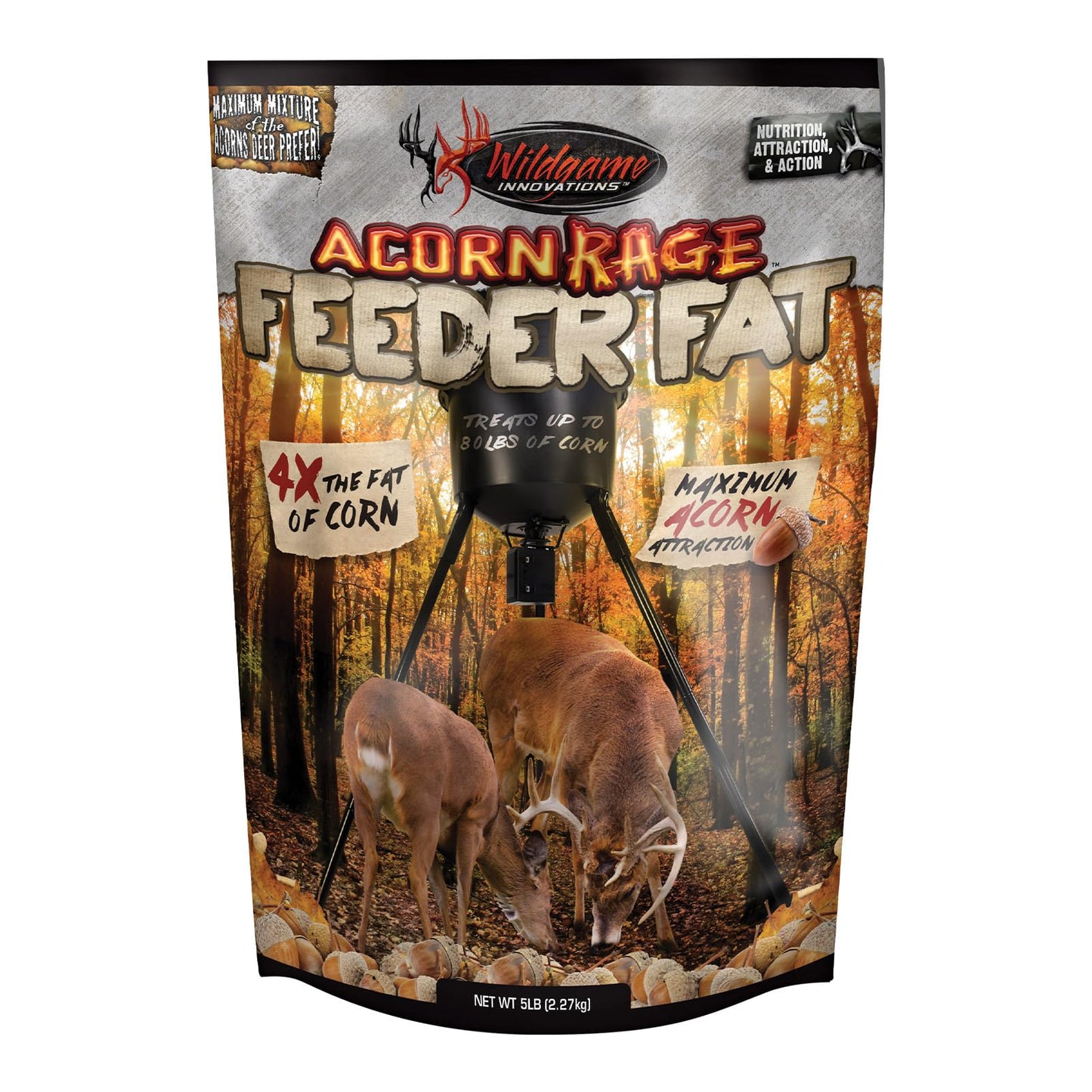 WILDGAME Innovations Acorn Rage Feeder Fat Deer Attractant | Effective Year-Round Concentrated Nutritious High-Fat Pellets with Real Acorns, 5lb Bag