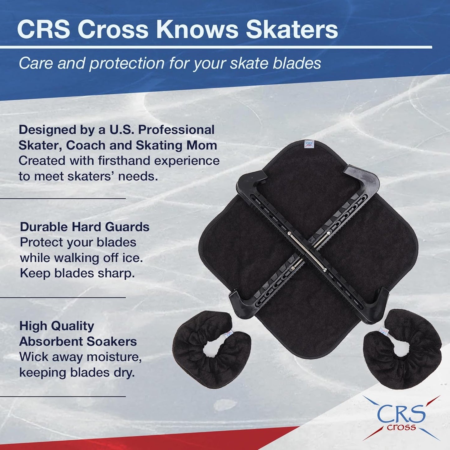 CRS Cross Skate Guards - Ice Skating Blade Covers & Soakers Gift Set | Perfect for Figure Skating & Hockey