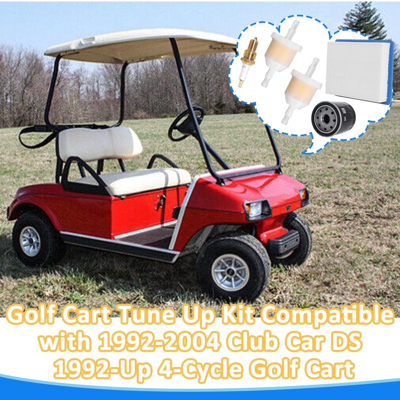 Podoy Club Car Tune Up Kit with Air Oil Fuel Filter Spark Plug for Compatible with 1992-2004 Golf Cart DS Gas