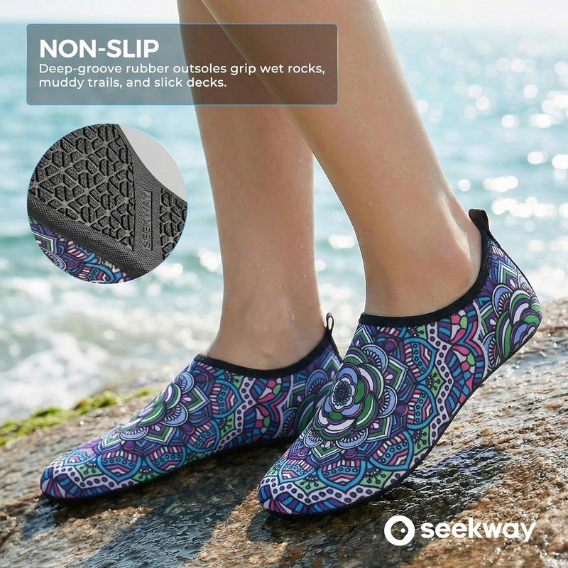 Water Shoes for Men & Women - Quick-Dry Aqua Socks | Non-Slip Barefoot Design for Beach, Swim, River, Pool, Lake - Black