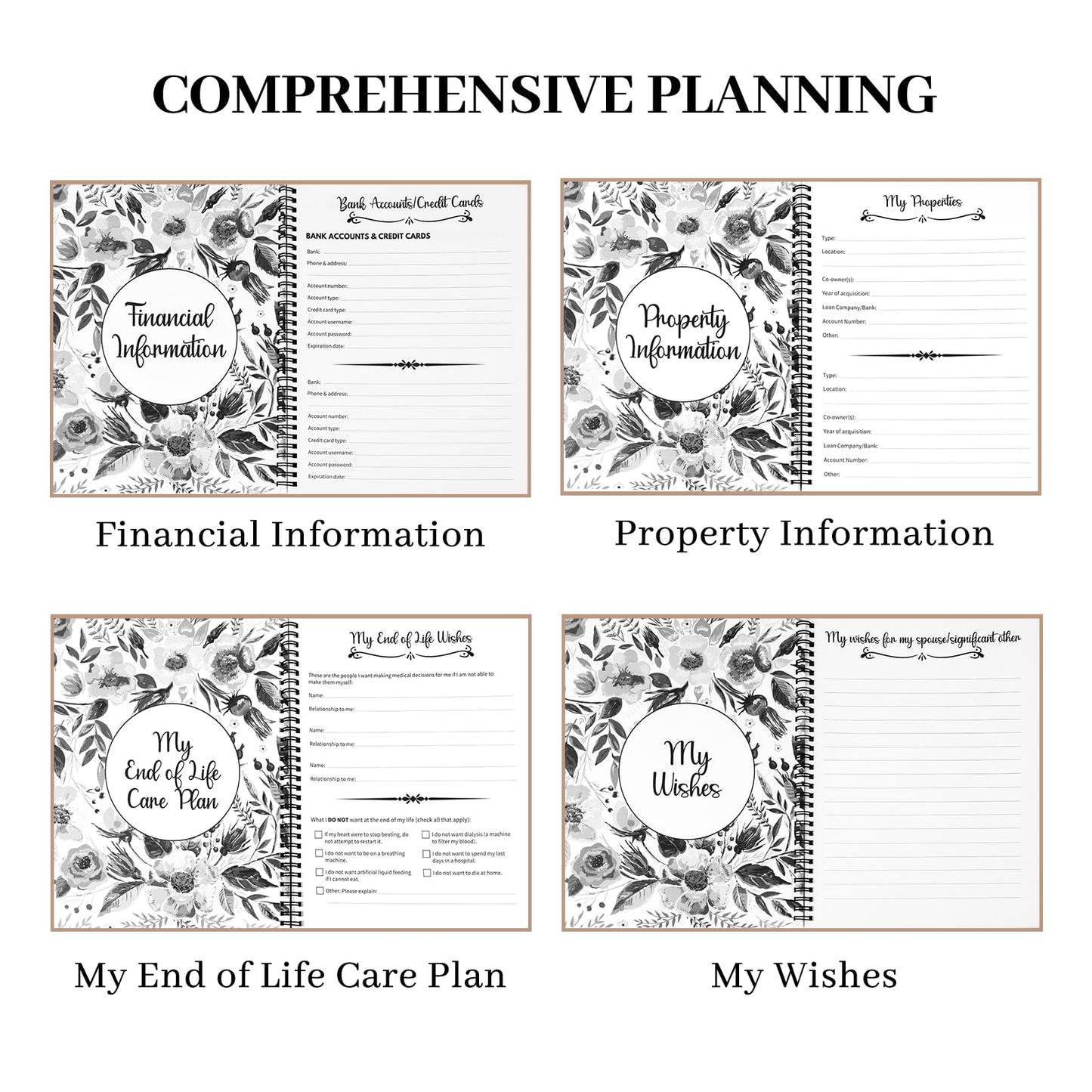 End of Life Planner Organizer Notebook with Pocket for Documents, I'M Dead Now What Planner Spiral Bound If I Die Binder Organizer Guided Final Arrangement for Beneficiary Will Preparation Last Wishes