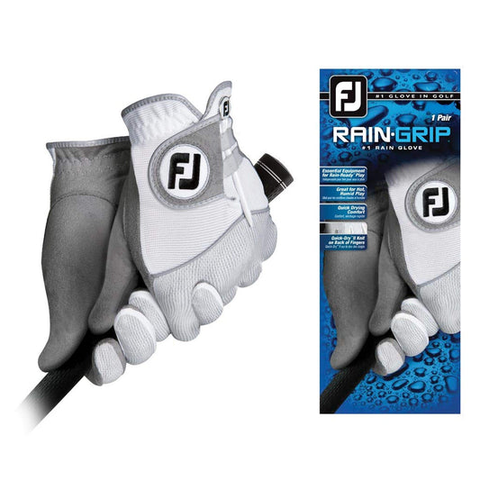 FootJoy Men's RainGrip Pair Golf Glove White Cadet Small, Pair