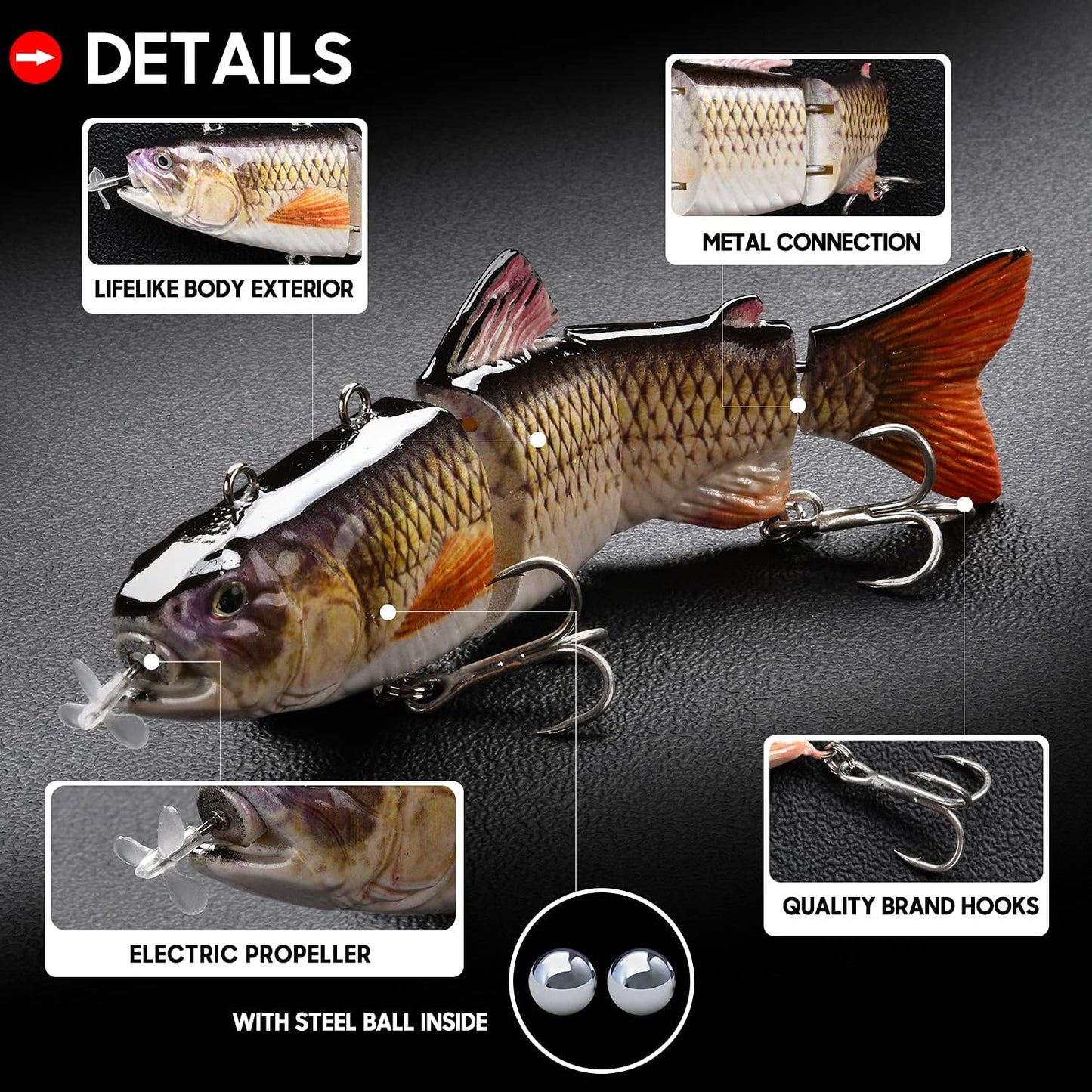 Robotic Fishing Lures - USB Rechargeable LED Light Wobbler | 5.12” Multi-Jointed Swimbaits