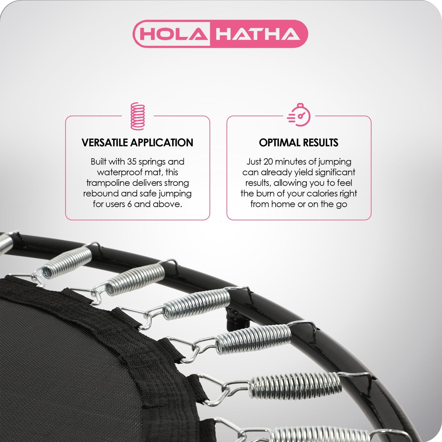 HolaHatha 36 Inch Foldable Mini Trampoline Fitness Rebounder w/Adjustable Handle