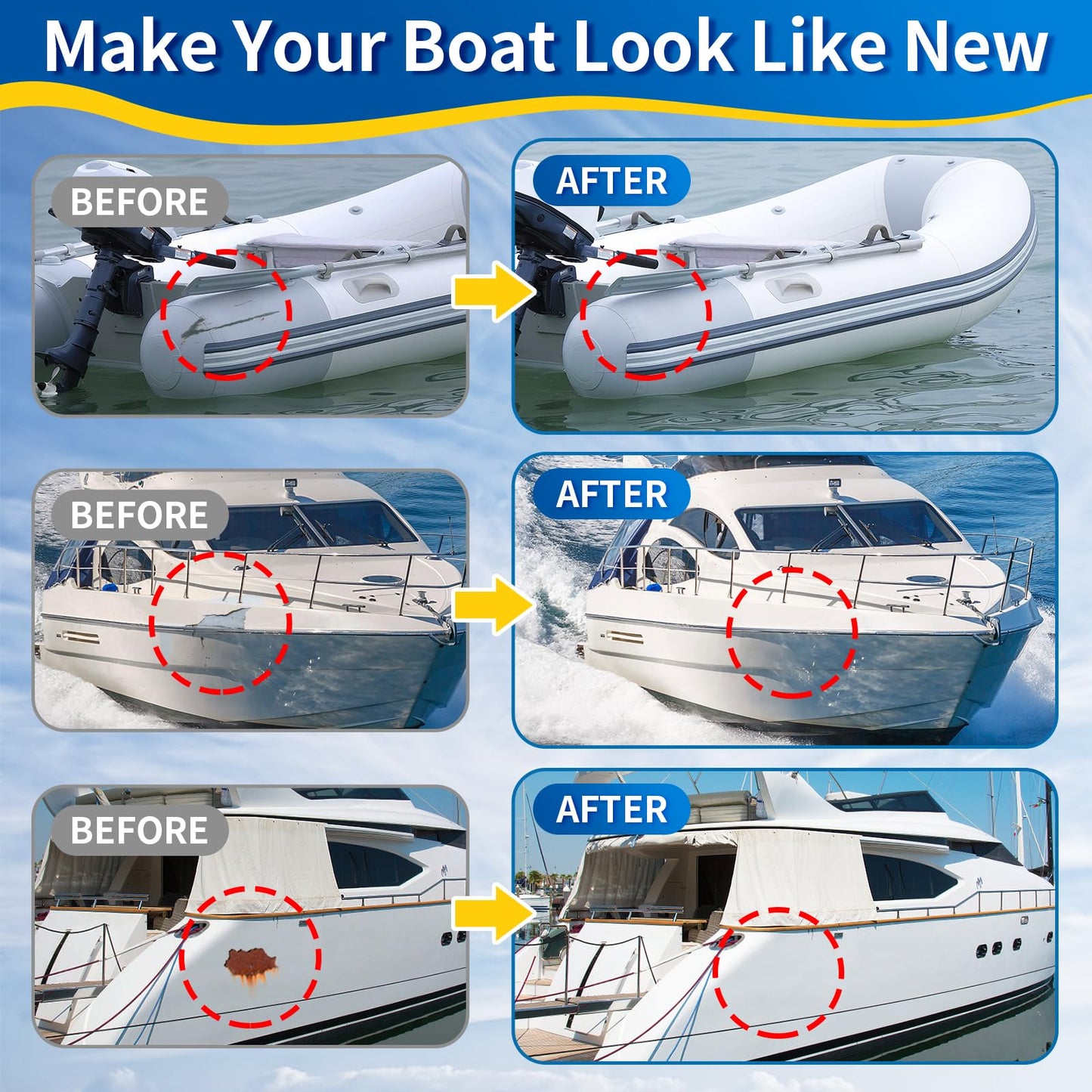 Quadence Fiberglass Boat Repair Kit, Marine Fiberglass Repair Kit for Boats, Gel Coat Repair Kit for Boats, Waterproof Epoxy Filler for Fiberglass Boats Fix Holes Chips Pit Cracks (Color Match)