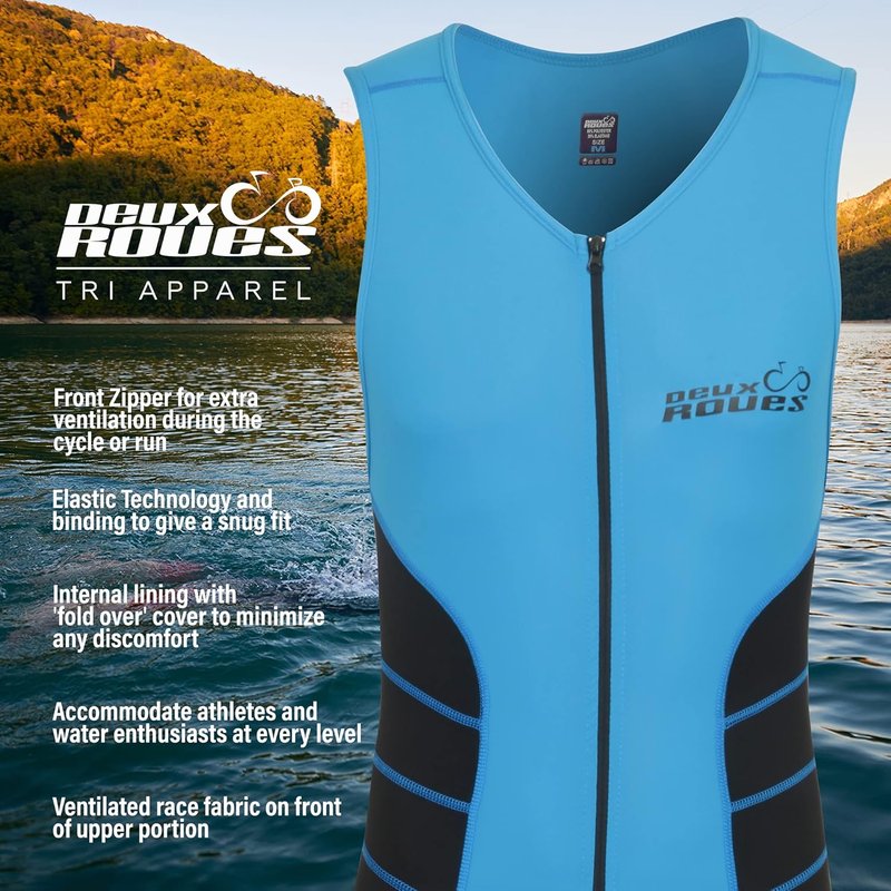 Men's Triathlon Suit - Sleek Sleeveless Racing Skin Suit with Bonus Race Bib Belt | Perfect for Cycling & Running