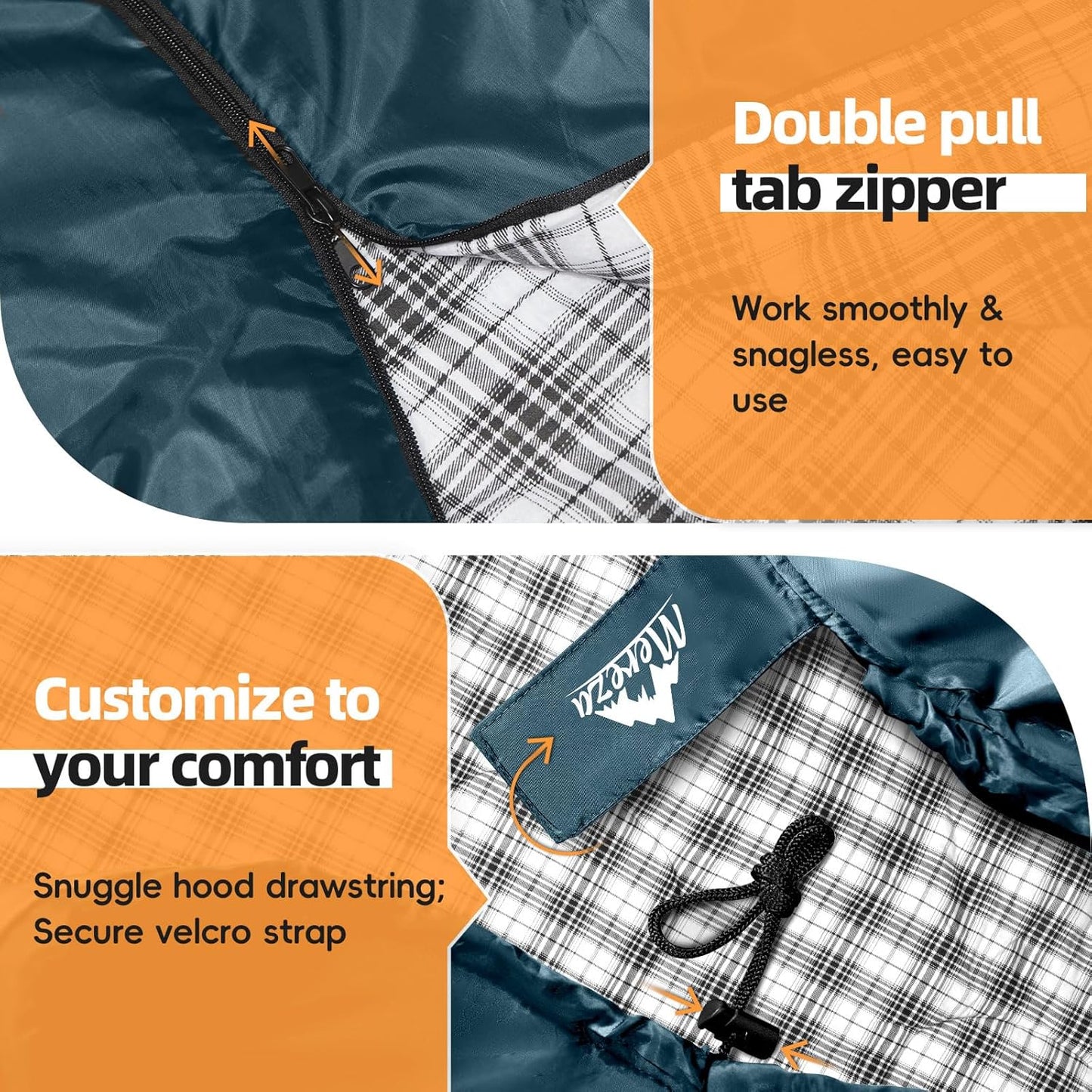 Flannel Sleeping Bag for Adults - XL Warm Cotton Camping Bag | 4-Season Comfort