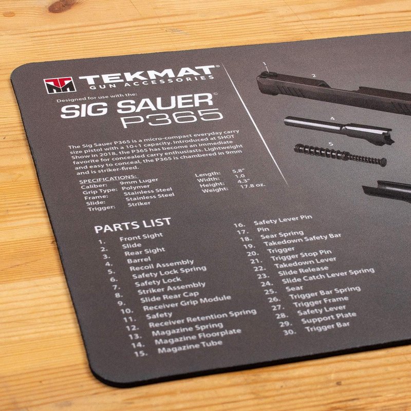 TekMat Cleaning Mat for Sig Sauer P365 - Durable Black Design | Perfect Fit