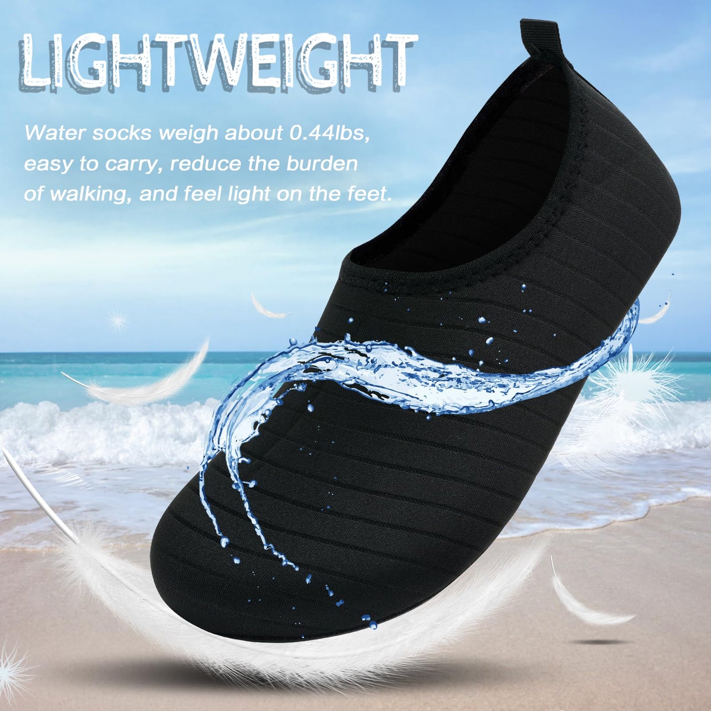 ANLUKE Water Shoes Barefoot Aqua Yoga Socks Quick-Dry Beach Swim Surf Shoes for Women Men Black/Solid 38/39