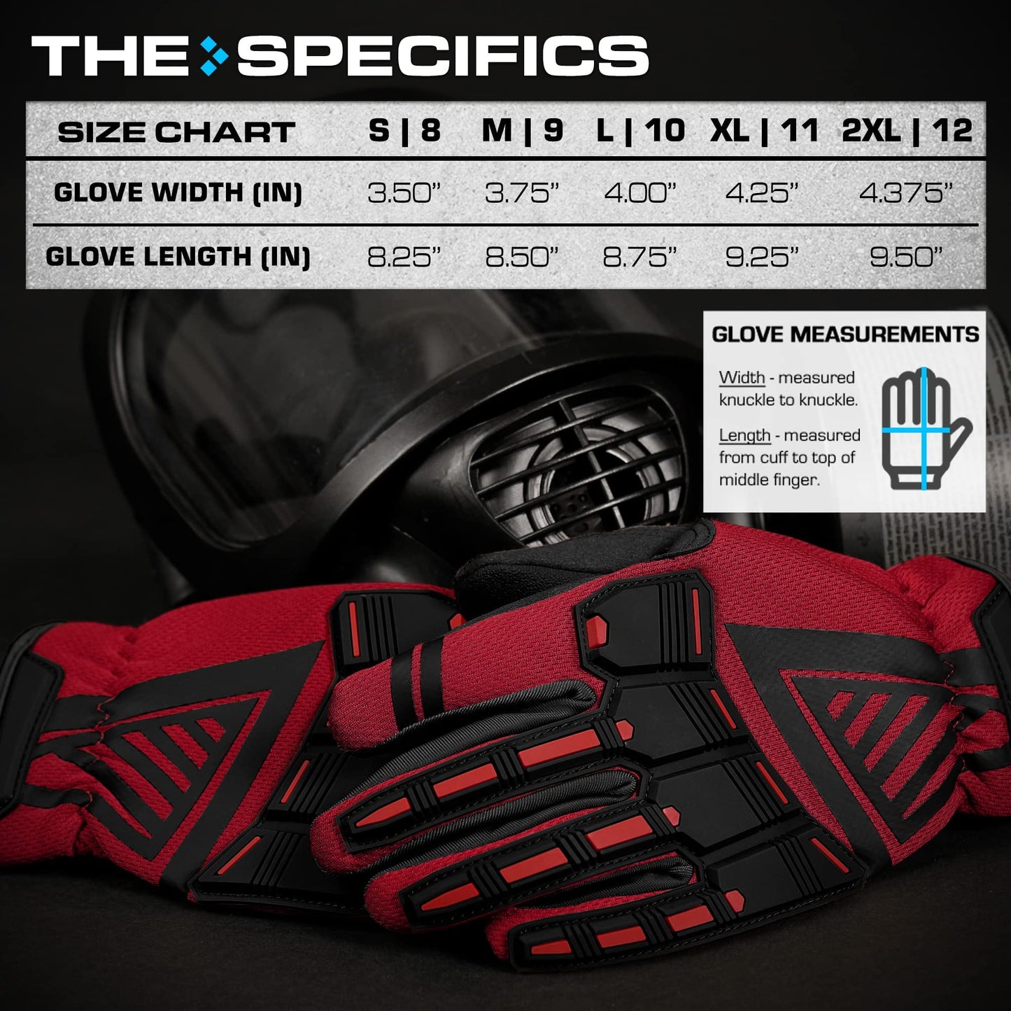 Glove Station - Impulse Guard Tactical Gloves for Men - Touch Screen Gloves Working Gloves Ideal for Sports & Outdoors, Motorcycle and Hunting - Red, Small