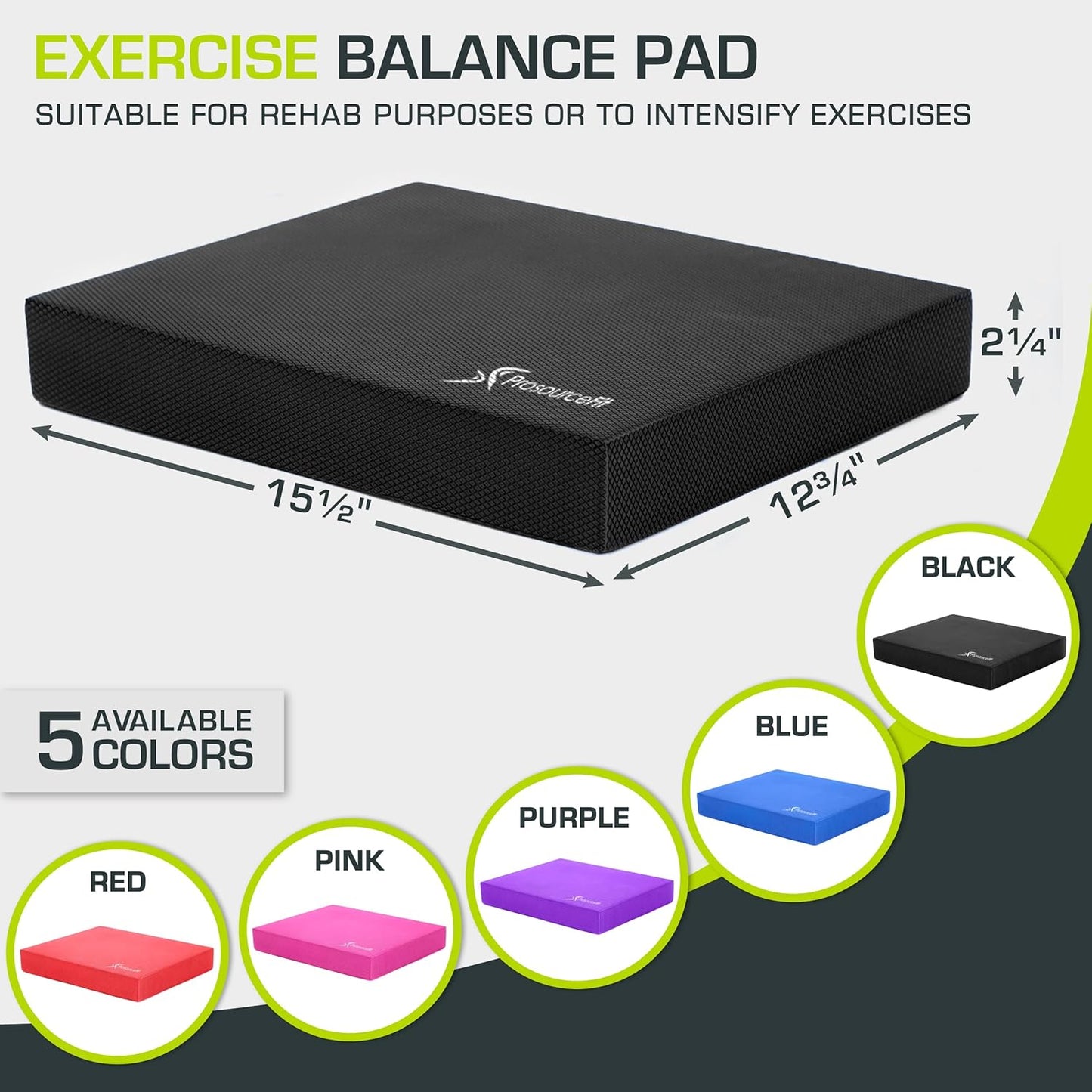 ProsourceFit Balance Pad - Non-Slip Cushioned Foam Mat for Fitness, Yoga & Stability Training | Ideal for Physical Therapy