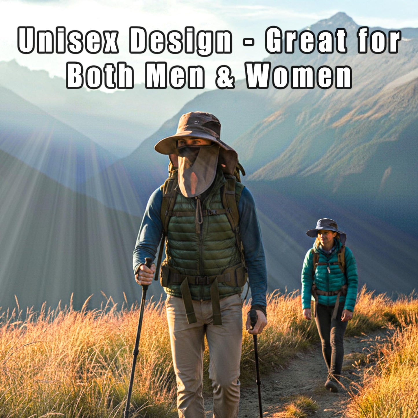 GOOHERA Sun Hat for Men & Women, Breathable Wide Brim Outdoor Fishing Hat with Face Cover & Neck Flap