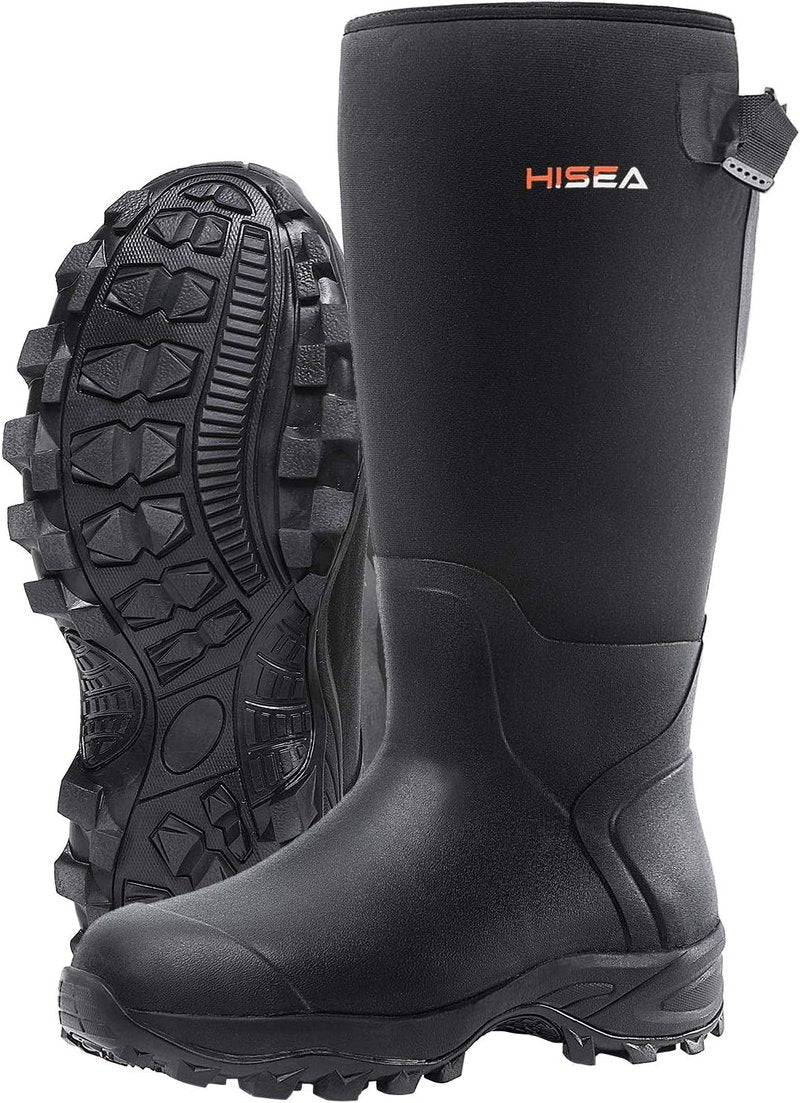 HISEA Rubber Hunting Boots - Tall Waterproof Insulated Neoprene | Durable Slip-Resistant Men's Winter Boots
